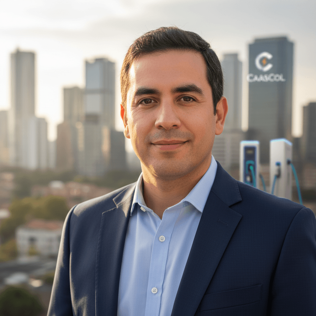 Sergio Segura, Co-Founder and Charging Services Coordinator at CaasCol, smiling confidently.